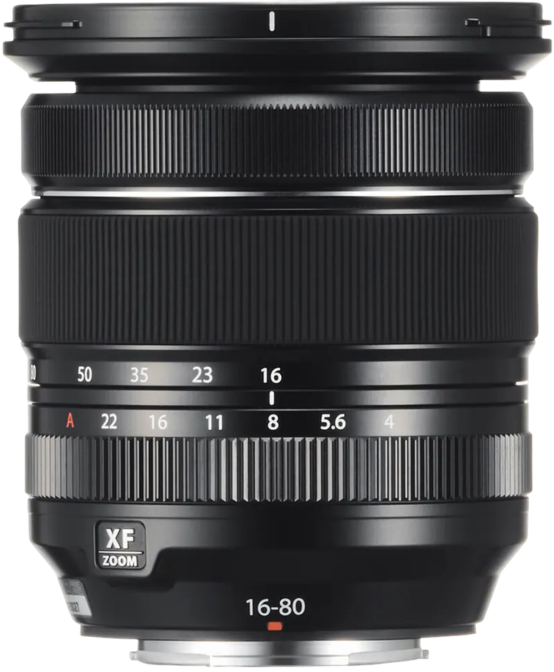 Fujinon XF16-80mm f/4 standard zoom lens on white